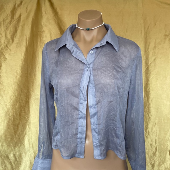 Cr y Baby sparkly sheer button down - Picture 3 of 5